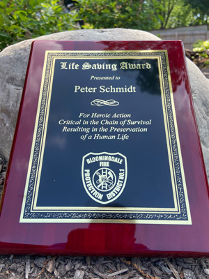 Superintendent honored for lifesaving efforts Live Saving Award Bloomingdale