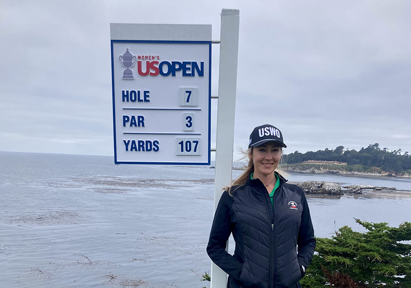 Andi Meadows on the golf course at Pebble Beach
